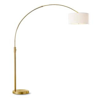 HomeGlam Orbita 82 in. Antique Brass Furnish LED Dimmable Retractable Arch Floor Lamp, Bulb Inclu... | The Home Depot