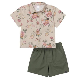 Modern Moments by Gerber Toddler Boy Button Front Shirt with Pocket and Short Set, 2-Piece, Sizes... | Walmart (US)
