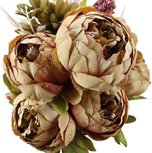 Duovlo Fake Flowers Vintage Artificial Peony Silk Flowers Wedding Home Decoration,Pack of 1 (Coff... | Amazon (US)