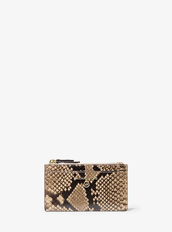 Small Snake Embossed Leather Card Case | Michael Kors US