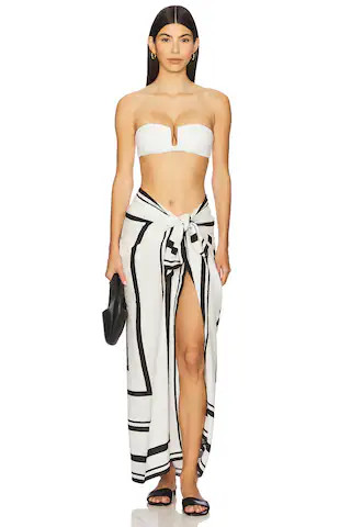 ANINE BING Eliza Sarong in Ivory & Black Monogram from Revolve.com | Revolve Clothing (Global)