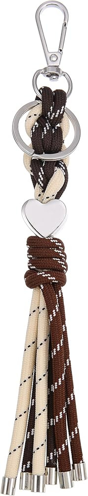 Braided Rope Keychain for Women, Handwoven Heart Keyring for Purse Bag Charms | Amazon (US)