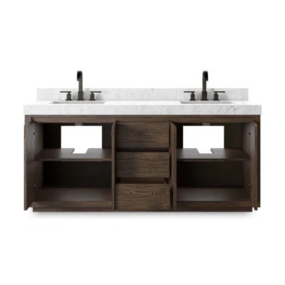 Everett Double Vanity-Satin Light Wash Oak | Wayfair North America