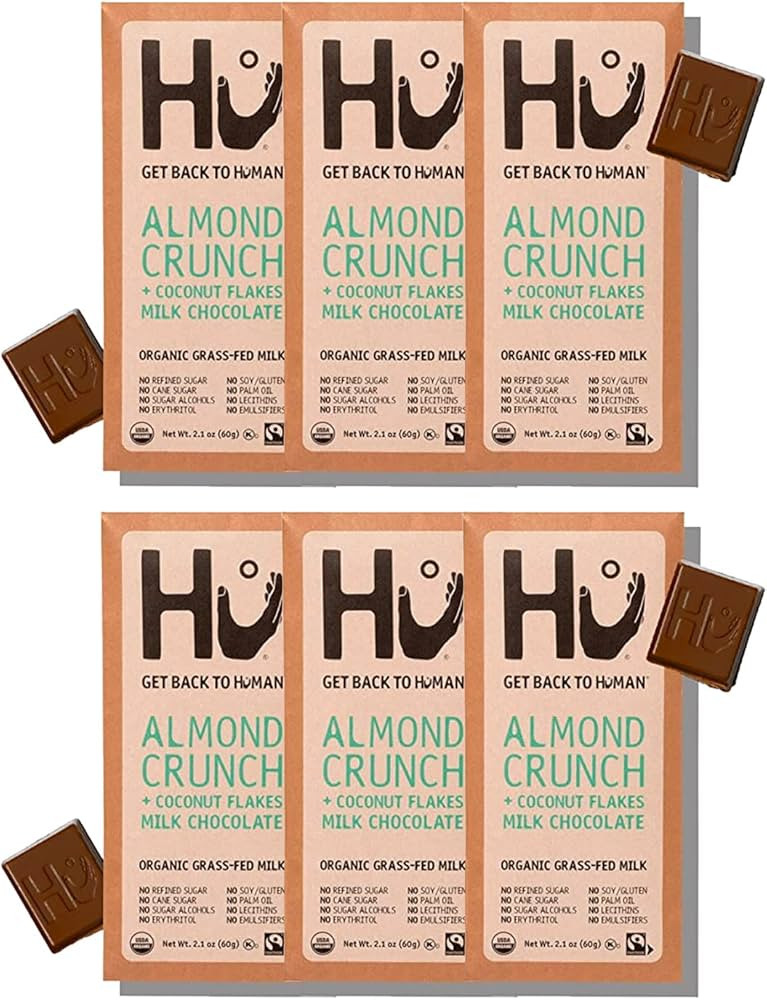 Hu Grass-Fed Milk Chocolate Bars Almond Coconut Crunch | Natural Ingredients, Organic Milk, Glute... | Amazon (US)