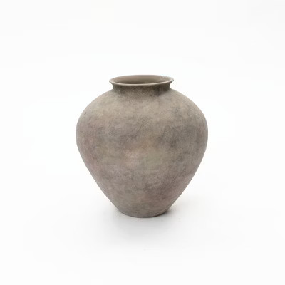 LuxenHome Rustic Ceramic Vase, 10.2" Tall Terracotta Pot with Earthy Gray-Brown Finish, Handcrafted | Target