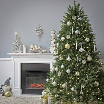 National Tree Company Pre-Lit Artificial Full Christmas Tree, Green, Dunhill Fir, White Lights, I... | Amazon (US)