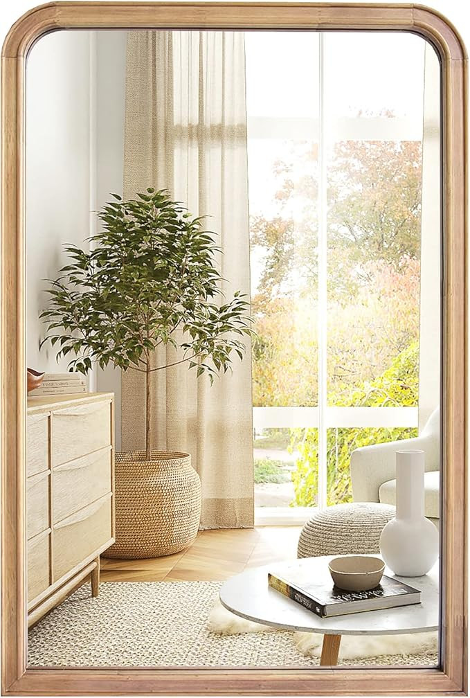 WallBeyond 24" x 36" Rounded Arch Rectangle Wall Mirror with Wood Frame for Bathroom or Bedroom H... | Amazon (US)