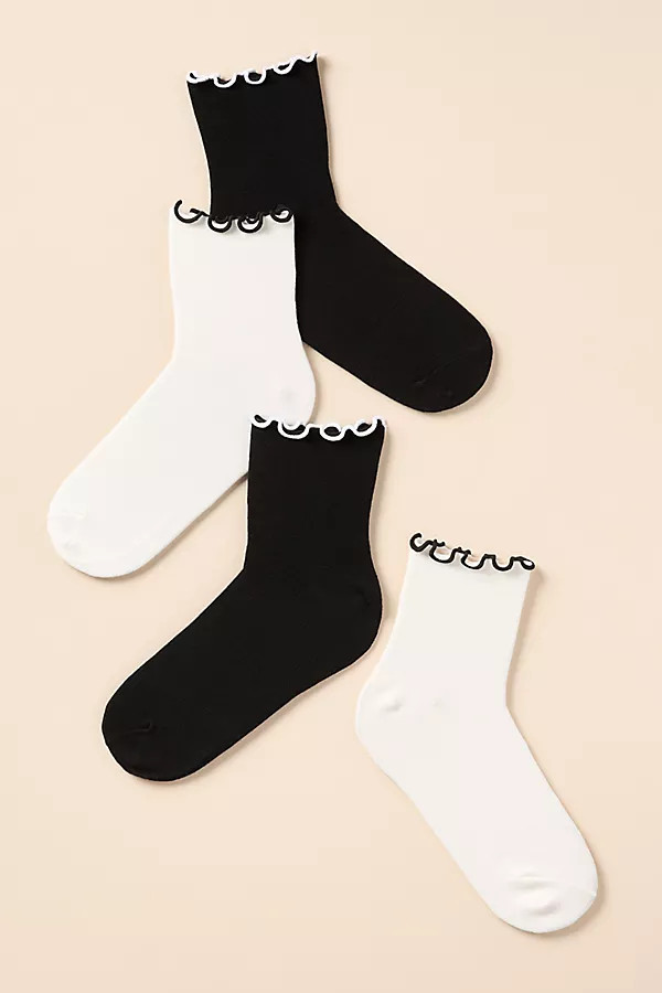 By Anthropologie Merino Ruffle Crew Socks, Set of 2 | Anthropologie (US)