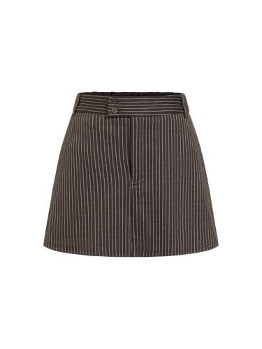 CIDER Striped Mini Skirt with Built in Shorts Going Out Skirt Brown | Amazon (US)