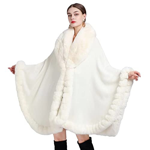 Ponchos for Women Shawls and Wraps Evening Dresses Faux Fur Collar Cloak Cape Pashmina | Amazon (US)
