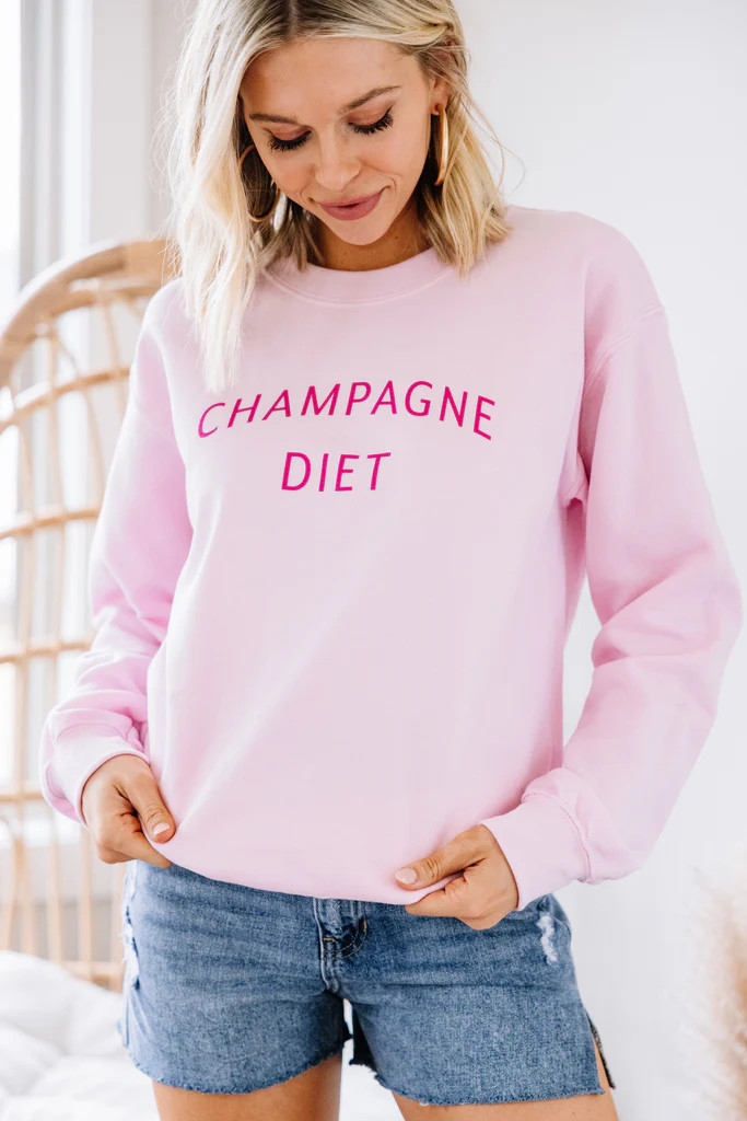 Champagne Diet Light Pink Graphic Sweatshirt | The Mint Julep Boutique
