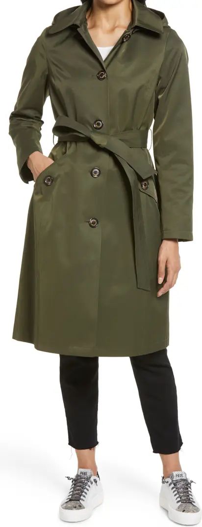 Water Repellent Belted Trench Coat with Removable Hood | Nordstrom