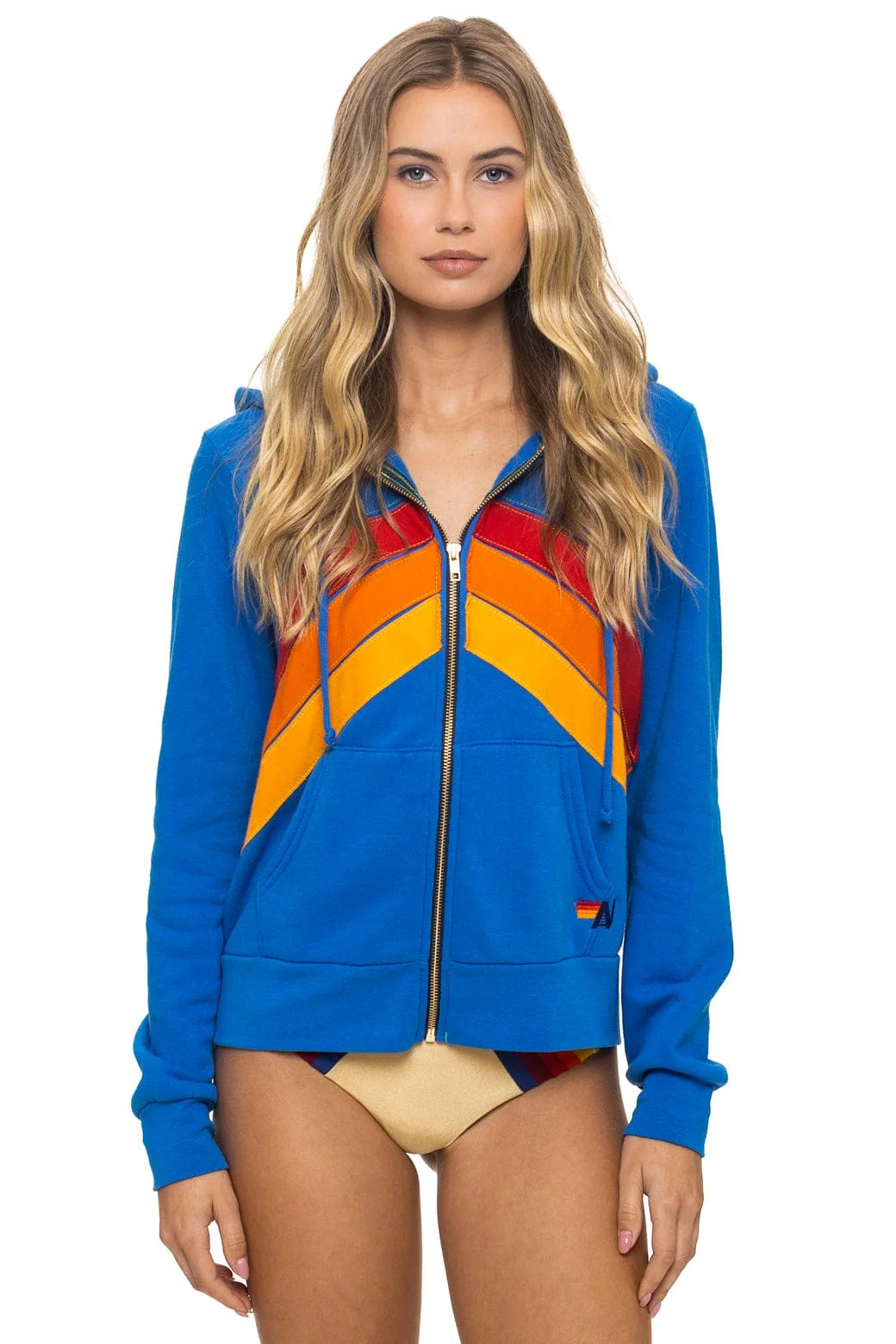 MOUNTAIN STITCH CHEVRON 4 ZIP HOODIE - ADVENTURE BLUE | Aviator Nation