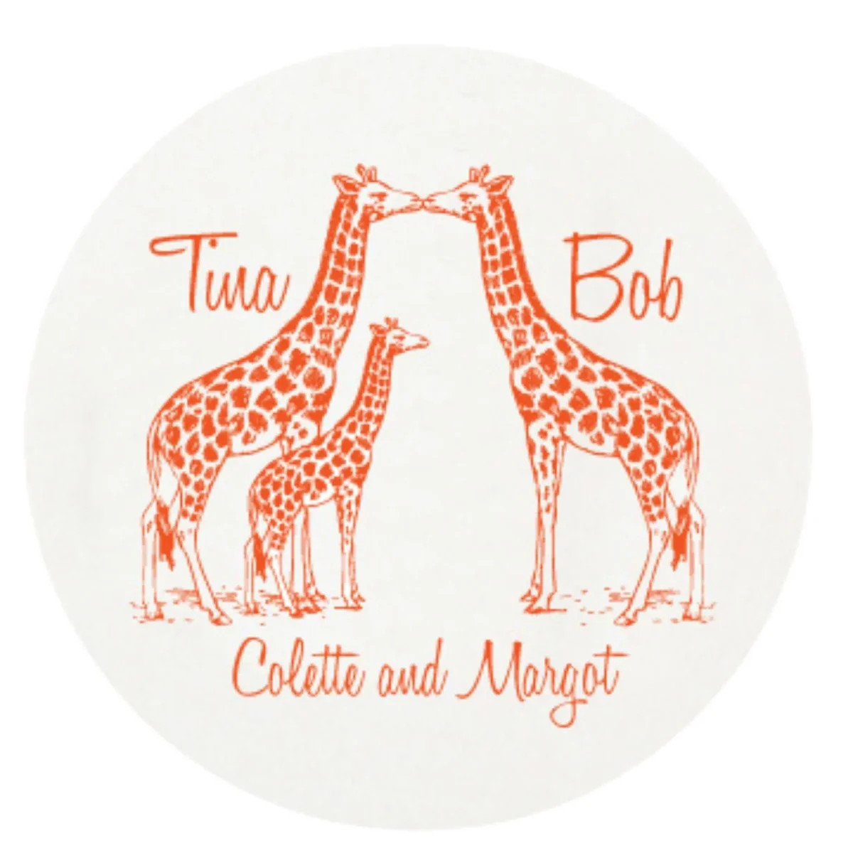 Giraffe Family Personalized Letterpressed Coasters | The Well Appointed House, LLC