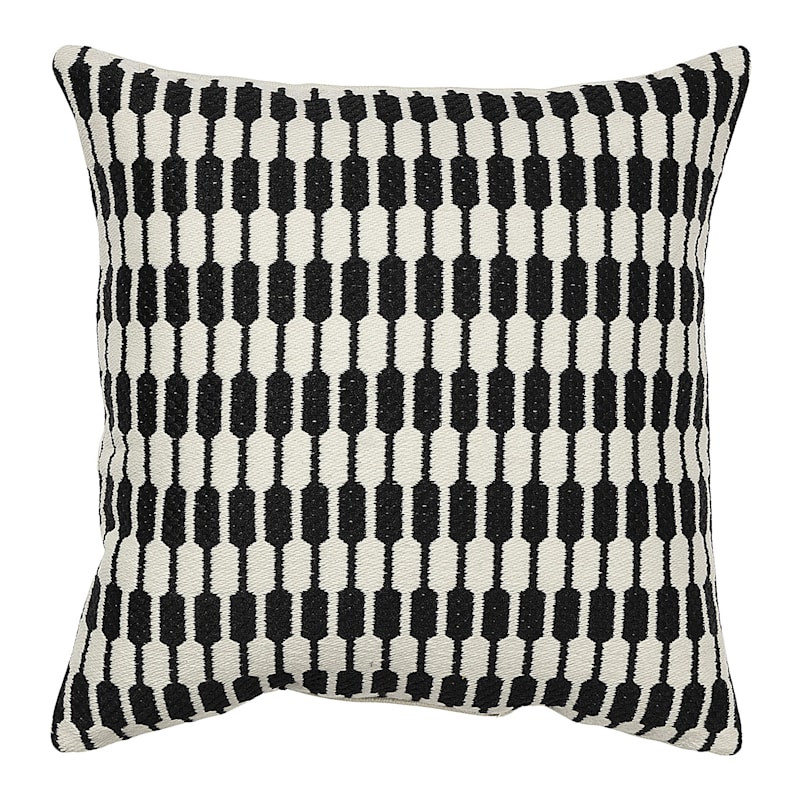 Crosby St. Black & White Broken Stripe Outdoor Throw Pillow, 18" | At Home