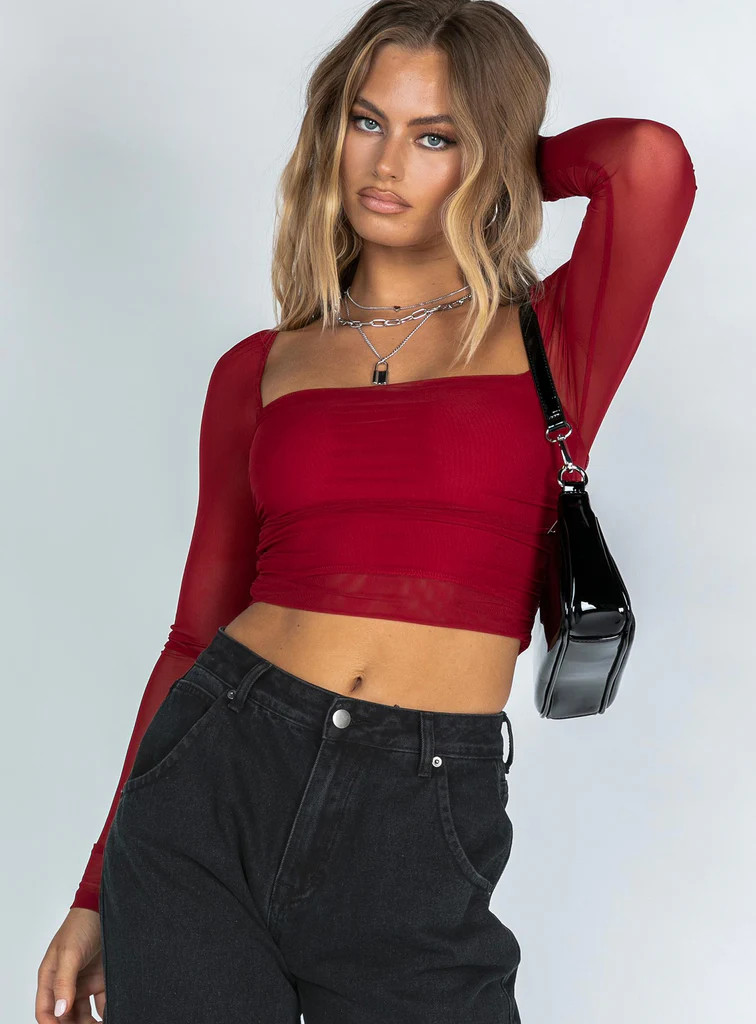 City Lights Long Sleeve Top Red | Princess Polly US