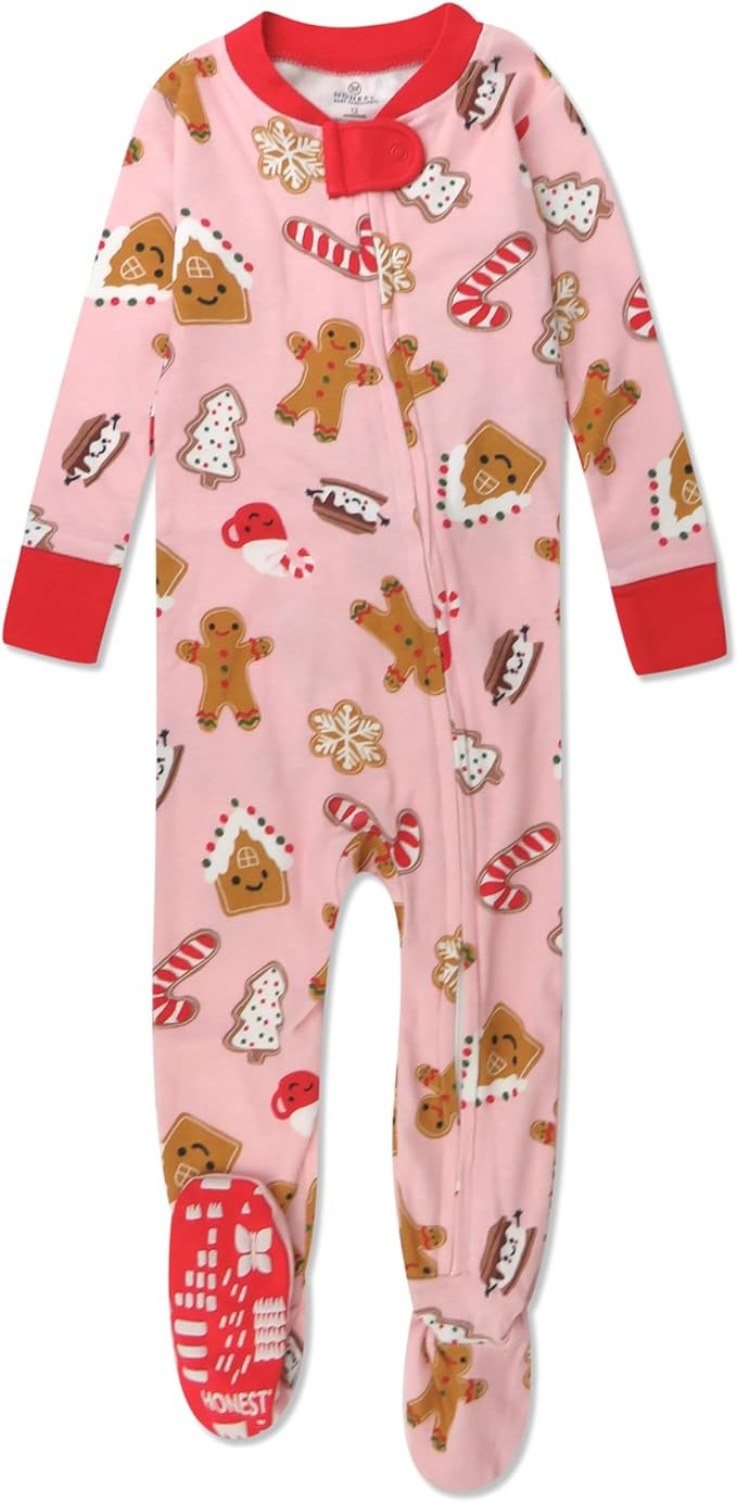 HonestBaby Non-Slip Footed Holiday Pajamas One-Piece Sleeper Zip-Front Pjs Organic Cotton for Bab... | Amazon (US)