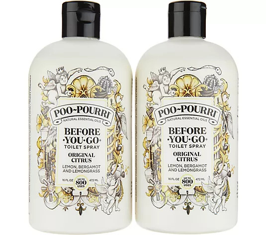 Poo-Pourri Set of (2) 16oz. Bathroom Deodorizer Refill Bottles - QVC.com | QVC