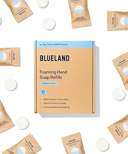 BLUELAND Foaming Hand Soap Refill Tablets, 10-Pack, Fragrance Free, Eco Friendly Cleaning Products, 10 x 9 Fl oz | Amazon (US)