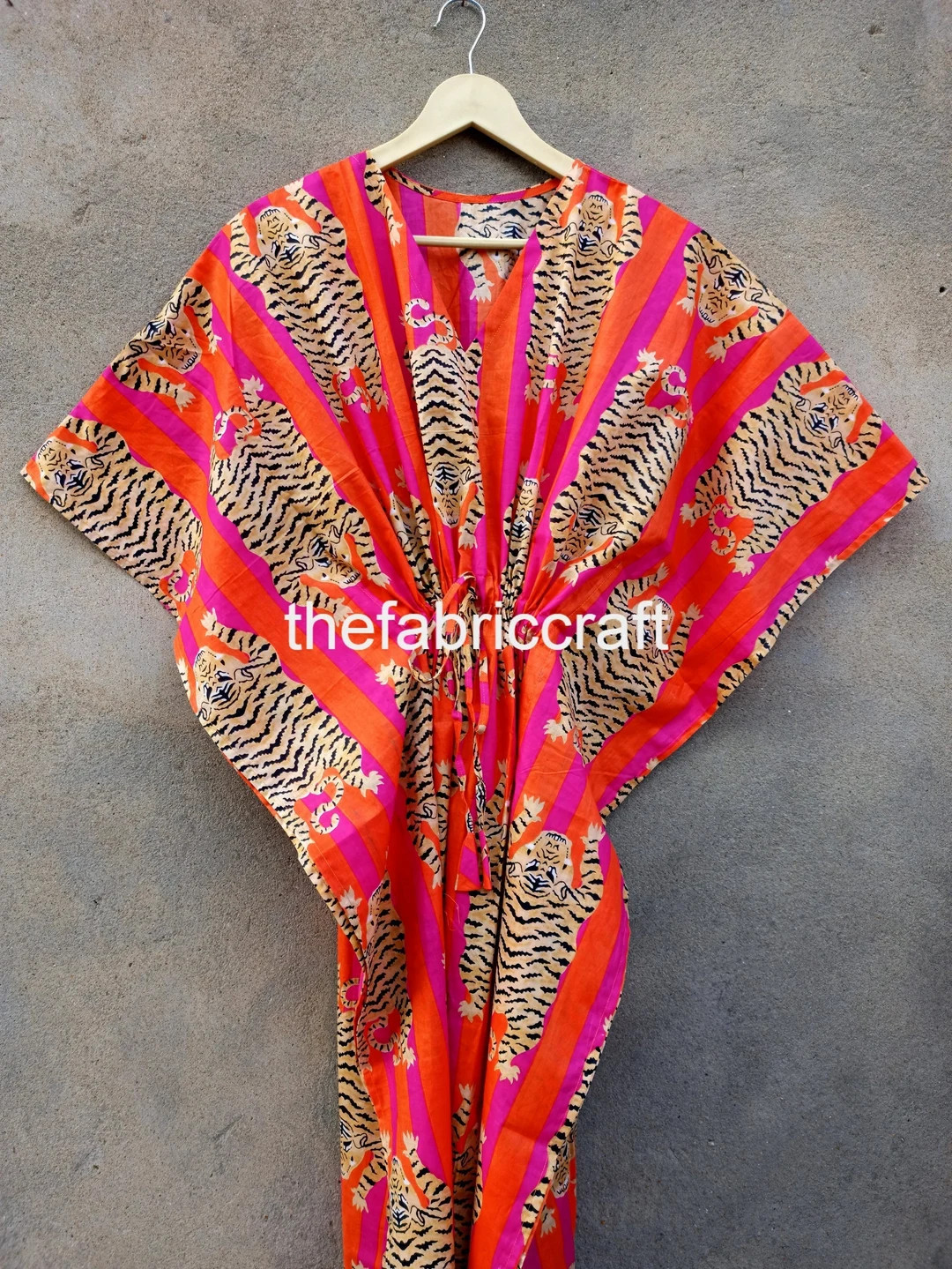 thumbnail image 2 of Phagun Pink Ogee Damask Ladies Plus Size Kaftan Summer Wear Beach... 2 of 14