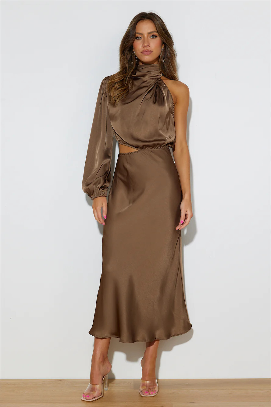 Won Over Midi Dress Brown | Hello Molly (AU)