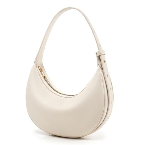 DIVCIDLC Crescent Bag for Women Faux Leather Crescent Shoulder Handbag Crossbody Half Moon Clutch Bag Hobo Purse Adjustable Strap, Cream Beige | Amazon (US)