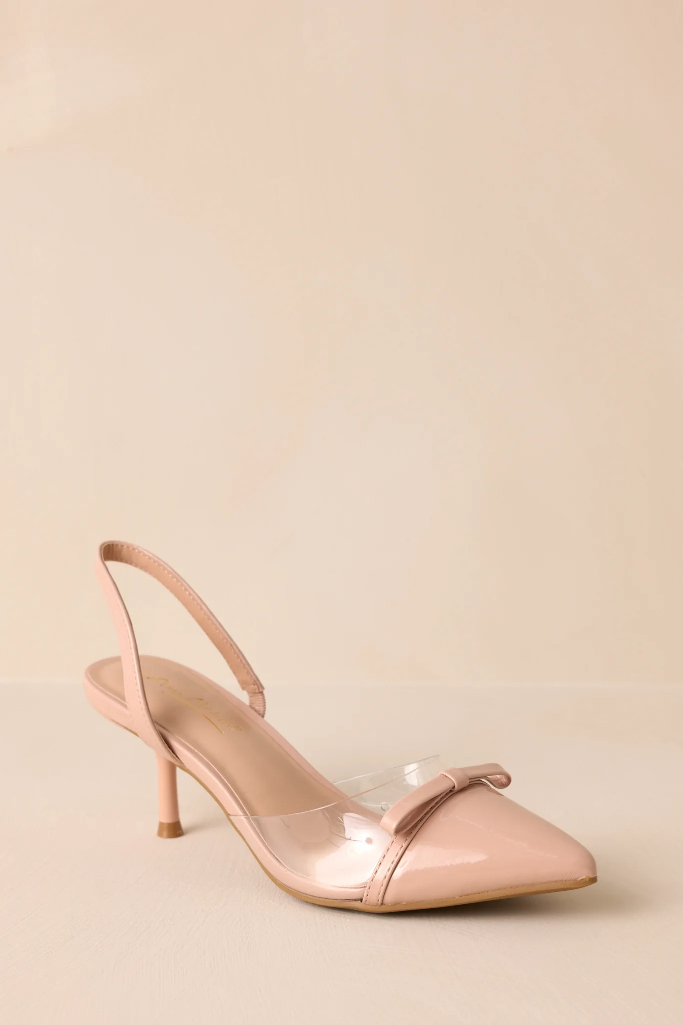 Elegant Lift Beige Slingback Kitten Heels | Red Dress