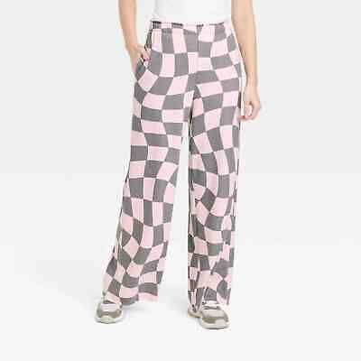 Grayson Threads Women's Pink Gray Checkered Print Wide Leg Pants Size XS  | eBay | eBay US