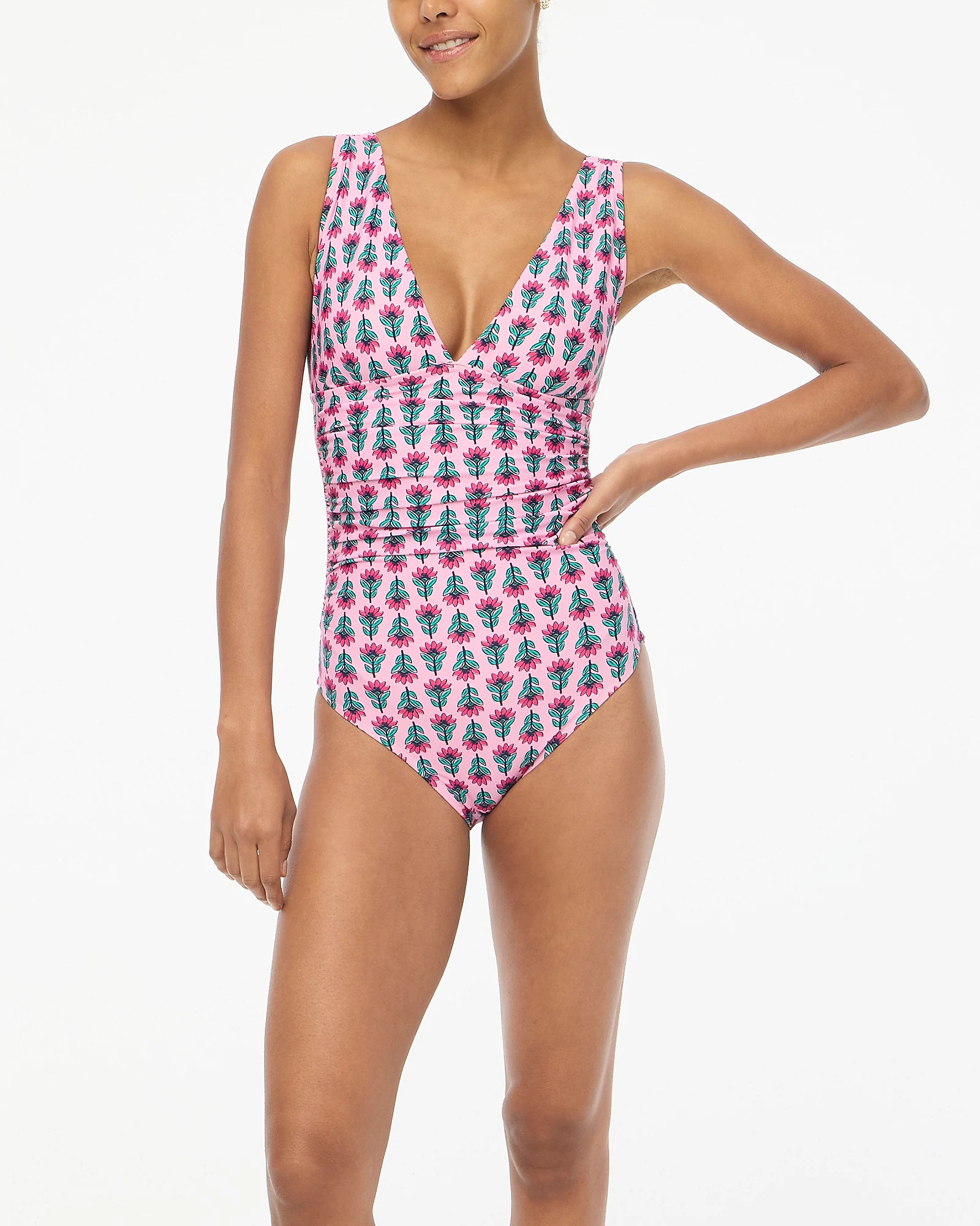 Ruched plunge one-piece swimsuit | J.Crew Factory