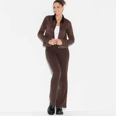 Women's Cozy Flare Mid-Rise Pull-On Pants - Wild Fable™ Espresso L | Target