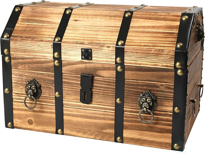 Vintiquewise(TM Large Wooden Pirate Lockable Trunk with Lion Rings | Amazon (US)