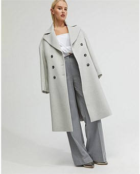 David Jones OXFORD Anna Wool Rich Coat in Ice Grey, Size 10 AU | David Jones (Australia & New Zealand)