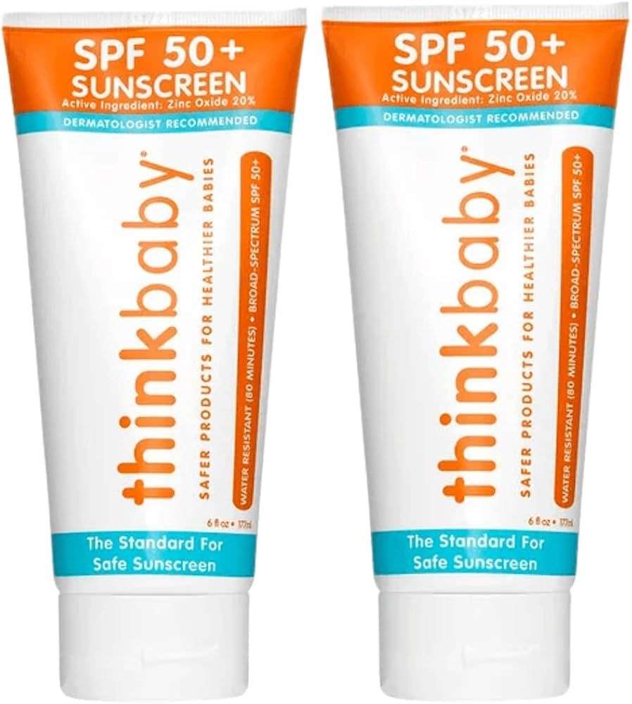 Thinkbaby Safe Sunscreen SPF 50+ - 6oz Family Size (2-Pack) | Amazon (US)