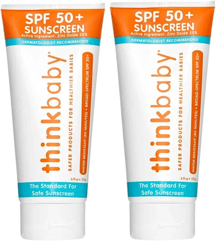 Thinkbaby Safe Sunscreen SPF 50+ - 6oz Family Size (2-Pack) | Amazon (US)