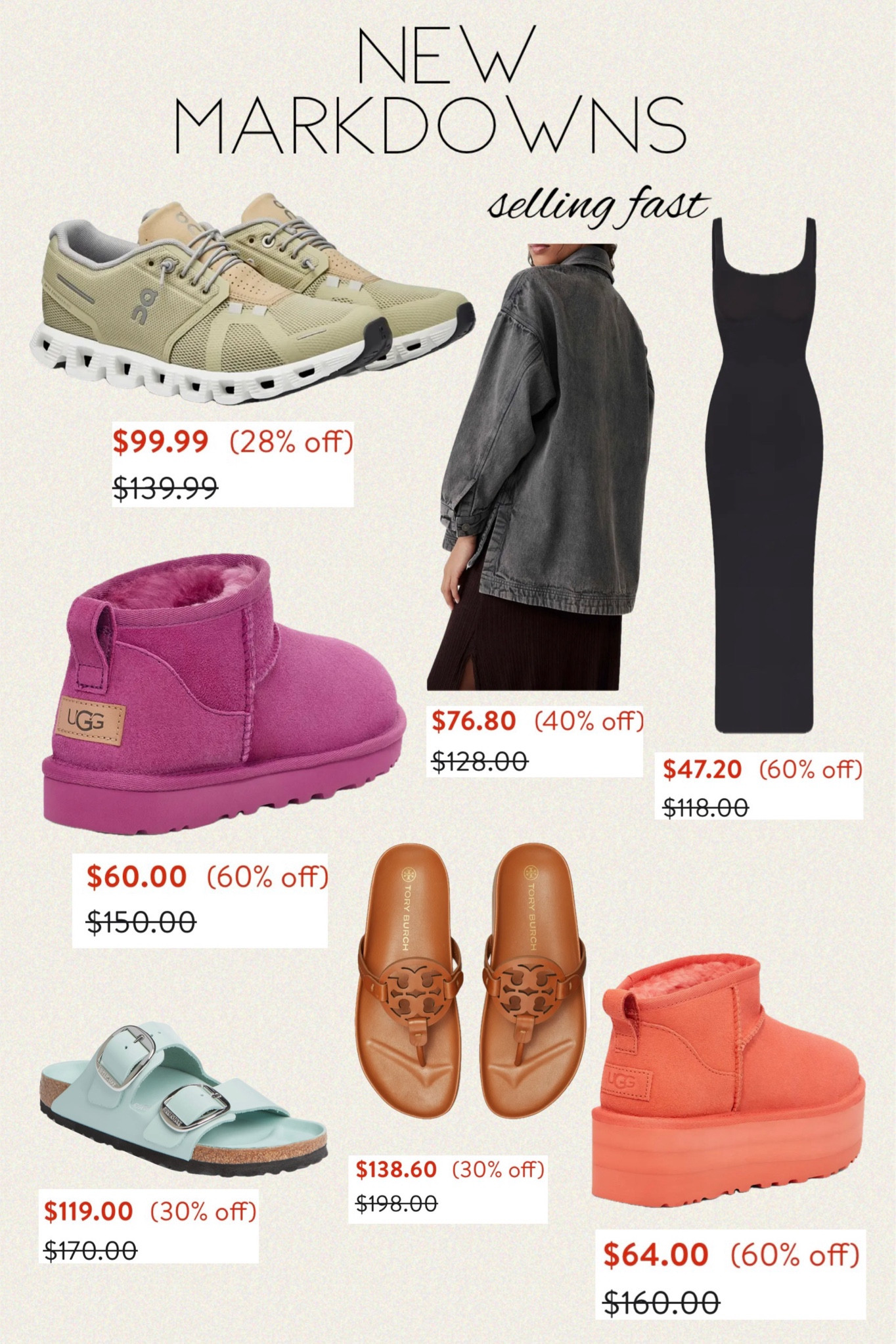New markdowns at Nordstrom! 
Arizona Big Buckle Slide Sandal |  
Cloud 5 Running Shoe | SKIMS Body Long Slip Dress | UGG Ultra Mini Classic Boot | UGG Classic Ultra Mini Platform Boot | Free People Madison City Twill Jacket | Tory Burch Miller Cloud Sandal

#nsale #nordstrom #polacek 

#LTKFindsUnder100 #LTKSummerSales #LTKxNSale