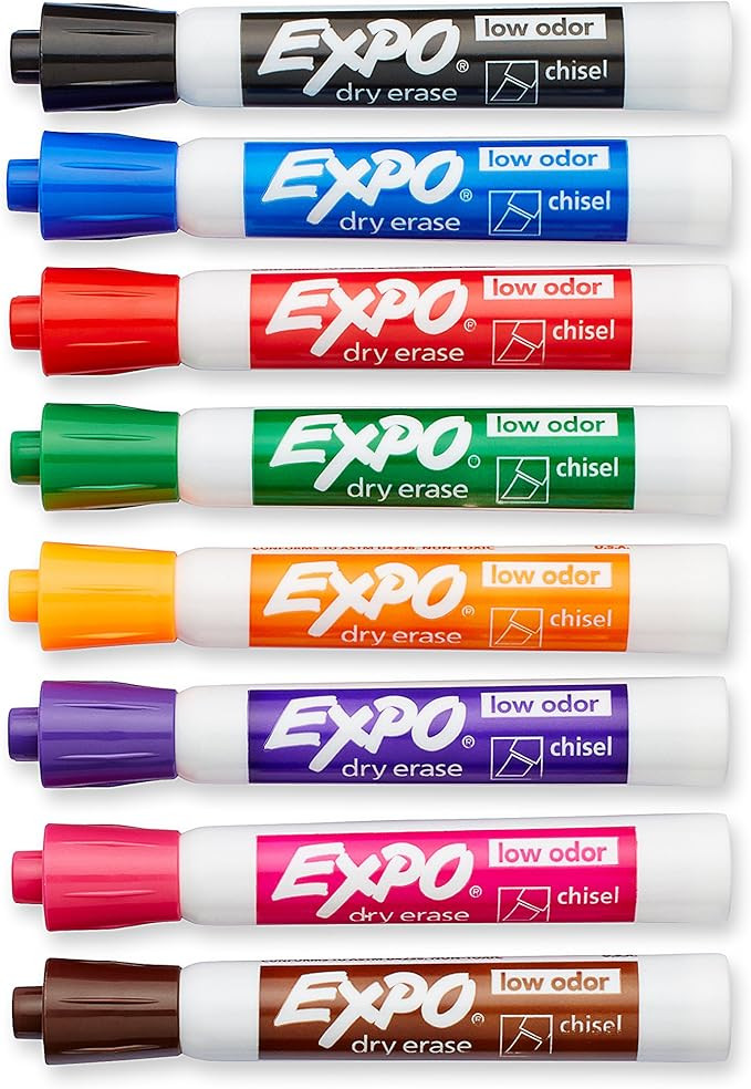 EXPO Low Odor Dry Erase Markers, Chisel Tip, Assorted Colors, 12 Count | Amazon (US)