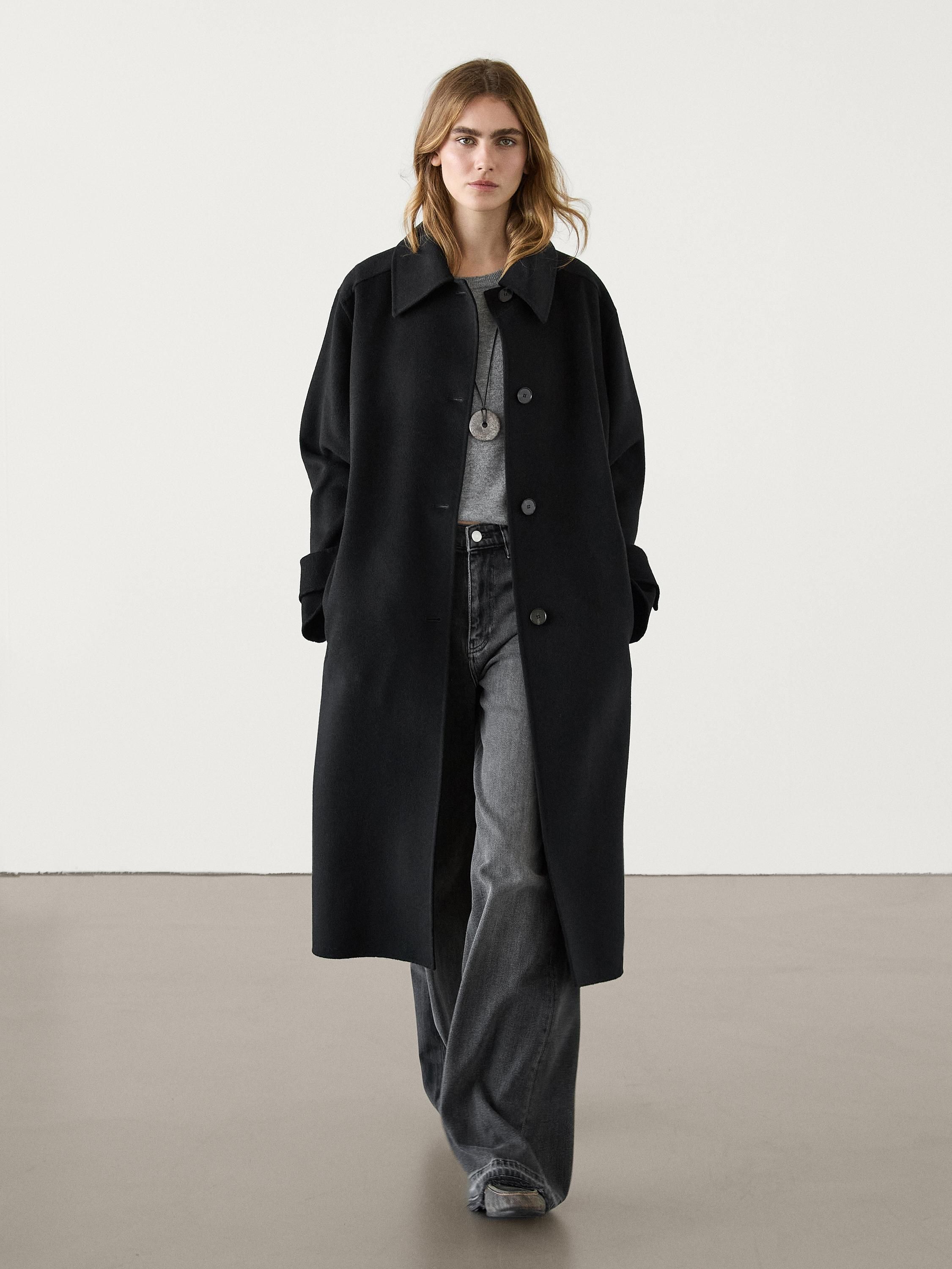 Long wool blend trench coat | Massimo Dutti (US)