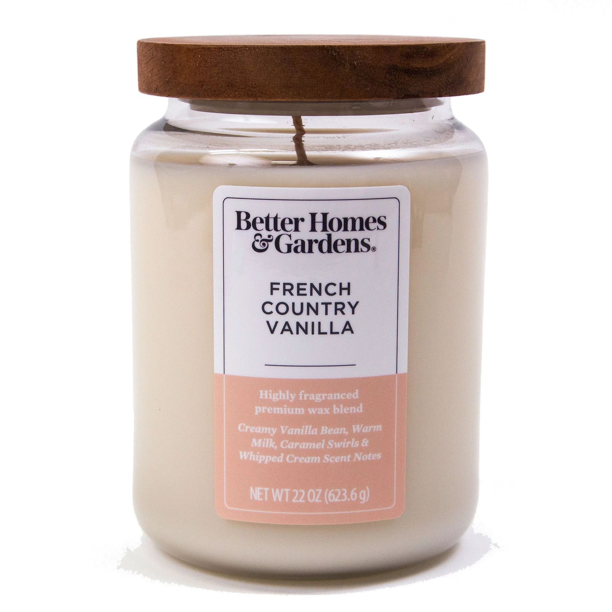 Better Homes & Gardens French Country Vanilla Scented Single-Wick Large Glass Jar Candle, 22 oz. | Walmart (US)