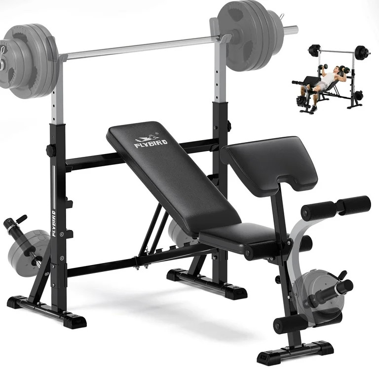 Flybird Standard Weight Bench with Preacher Curl, Leg Developer, Chest & Shoulder Rack | Walmart (US)
