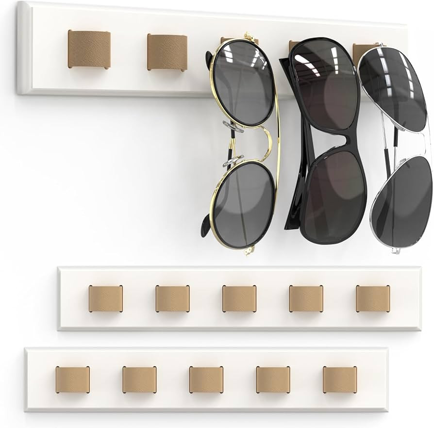 3 Pack Sunglass Organizer, Wall Mounted Sunglasses Organizer, Wooden Glasses Holder Sunglass Hold... | Amazon (US)