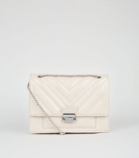 Cream Leather-Look Quilted Chain Shoulder Bag
						
						Add to Saved Items
						Remove from S... | New Look (UK)