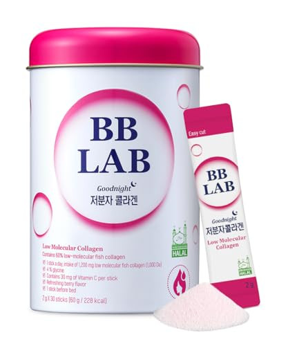 BB LAB Good Night Low Molecular Collagen Powder Stick Supplement, Halal Certified, Korean Marine Collagen, Fish Collagen Peptides, Vitamin C, Glycine, Fast Absorption, Mix Berry Flavor | Amazon (US)