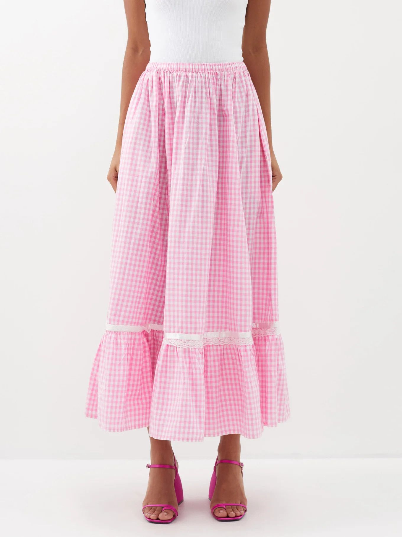 Hilma cotton-gingham midi skirt | Matches (UK)