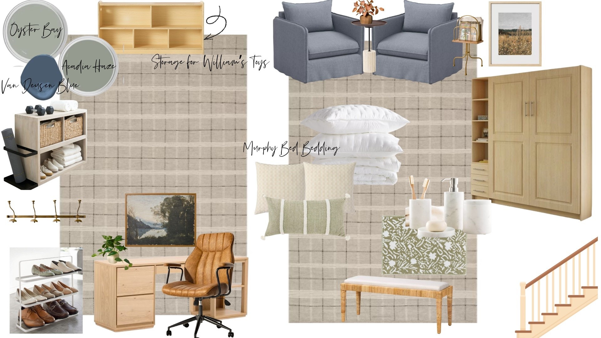 Basement design, basement, guest bedroom, office in basement, work from home, home office, guest suite, playroom in basement, playroom, bench, entryway for basement 

#LTKHome #LTKKids #LTKBaby