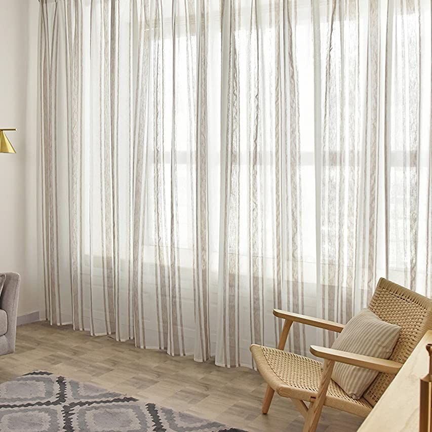 Solino Home Stripe Linen Curtains – 52 x 96 Inch Amalfi Stripe Lightweight Rod Pocket Curtain, 100%  | Amazon (US)