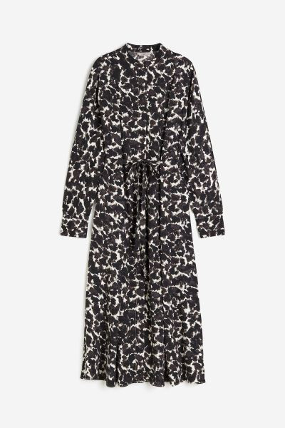 Tie-belt Shirt Dress - Dark brown/patterned - Ladies | H&M US | H&M (US + CA)