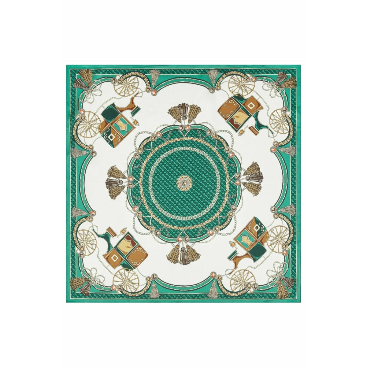 Mayfair Carriage Mulberry Silk Scarf Green | Wolf & Badger (US)