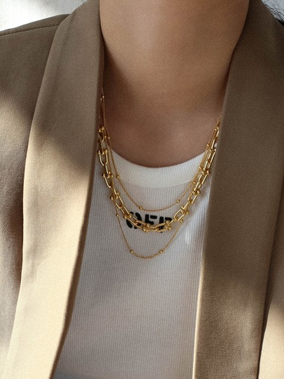 1pc Multi Layered Chain Linked Necklace | SHEIN