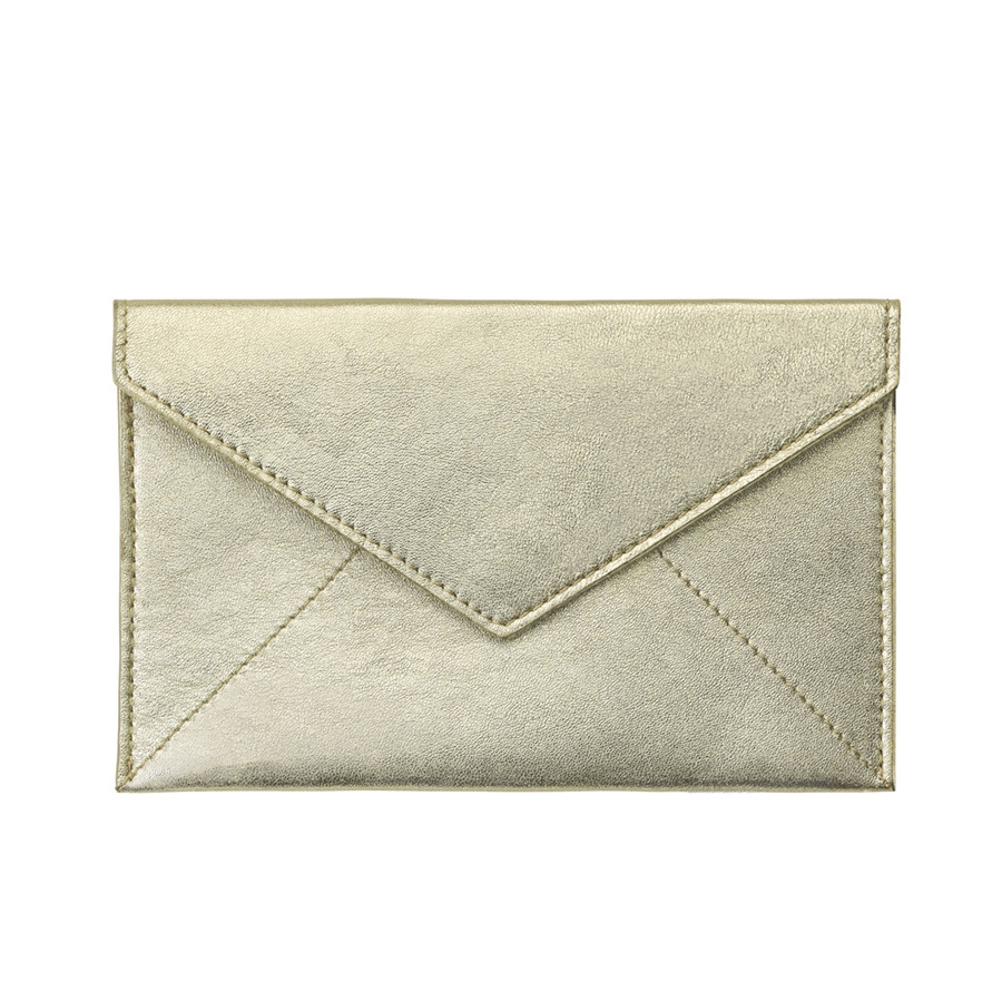 Medium Envelope   White Gold Metallic Goatskin Leather | GiGi New York / Graphic Image