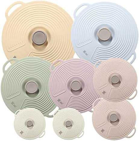 Amazon.com: Silicone Lids, GUANCI Set of 8 Reusable Silicone Bowl Lids Reusable Suction Lids Microwa | Amazon (US)